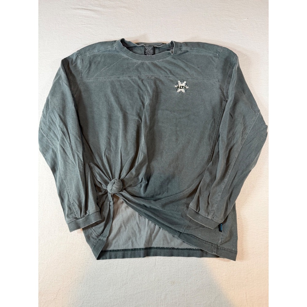 Kuhl Womens Alta Snowflake Organic Cotton Long Sleeve Top Gray Thumbholes L